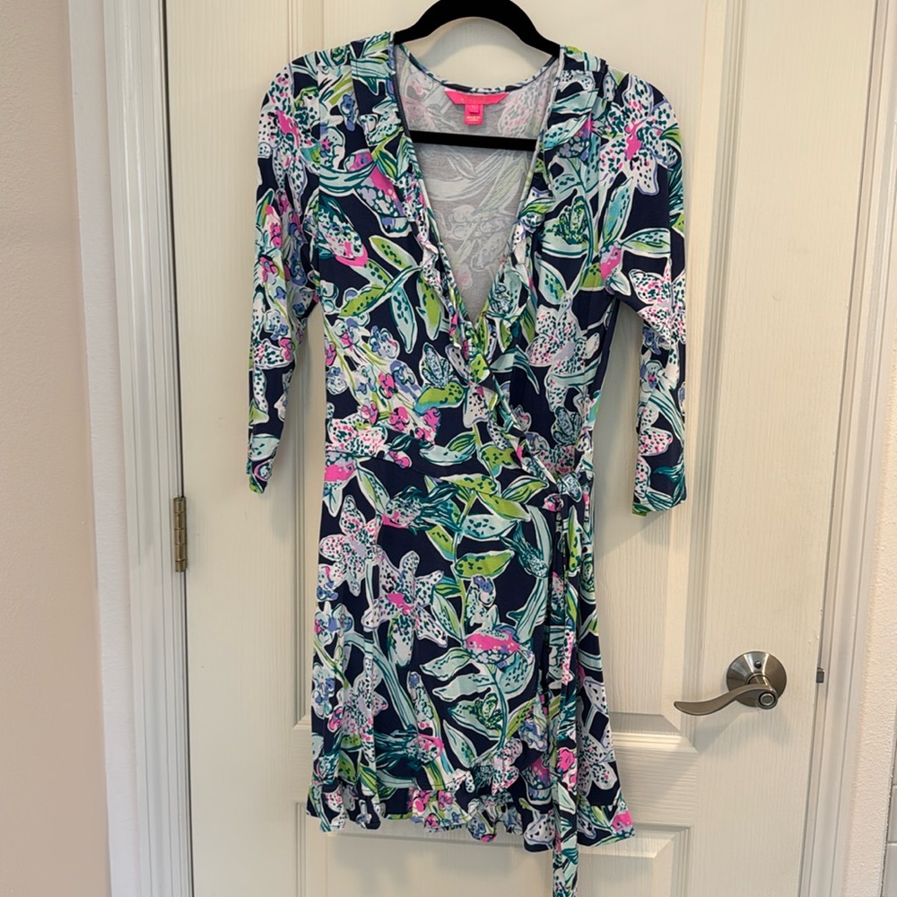 Lilly Pulitzer Jessalynne Romper Dress Bright Navy Sway This Way Size Medium